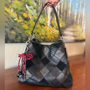 Coach Madison Phoebe Black Patchwork Leather Shoulder Bag | 2016